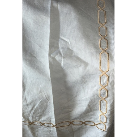 Pottery Barn White/Gold Shower Curtain 72x72 100% Cotton - Picture 1 of 7